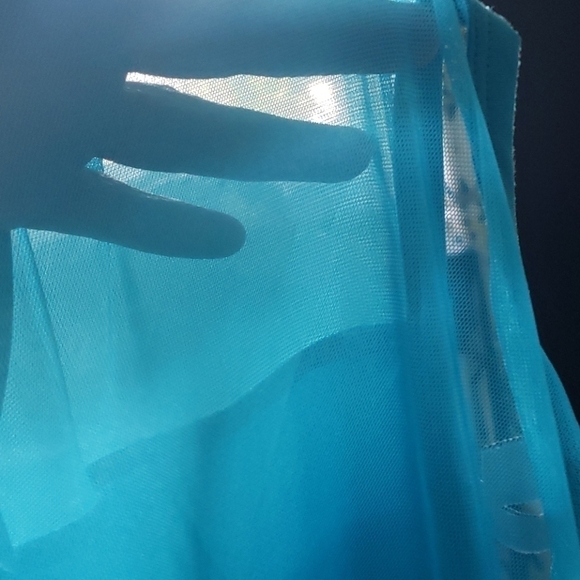 Cato turquoise cap sleeve mesh insert top - Picture 5 of 9